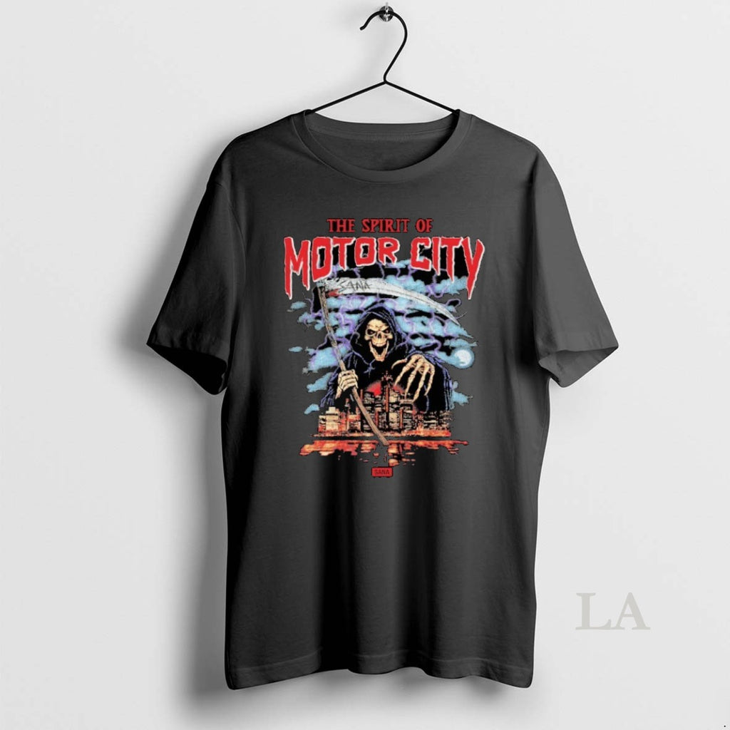 Original The Spirit Of Motor City Sana Grim Reaper Halloween Shirt Hoodie Sweatshirt | PurePodTees.com
