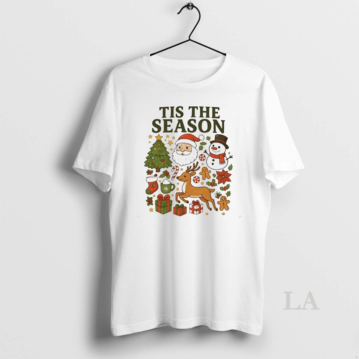 Original Tis The Season Christmas Icons Santa Snowman Reindeer White Shirt Hoodie Sweatshirt | PurePodTees.com