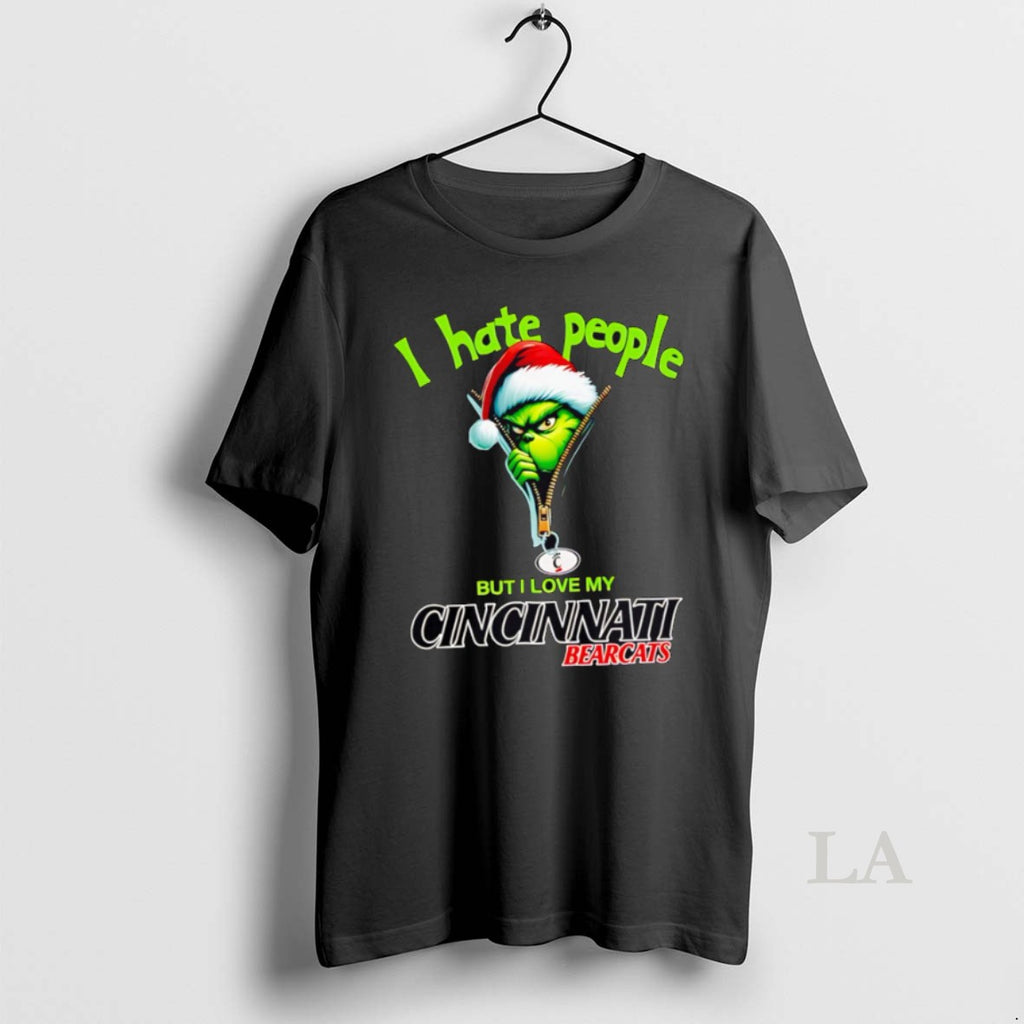 Original Top Grinch Santa Hat I Hate People But I Love My Cincinnati Bearcats Christmas