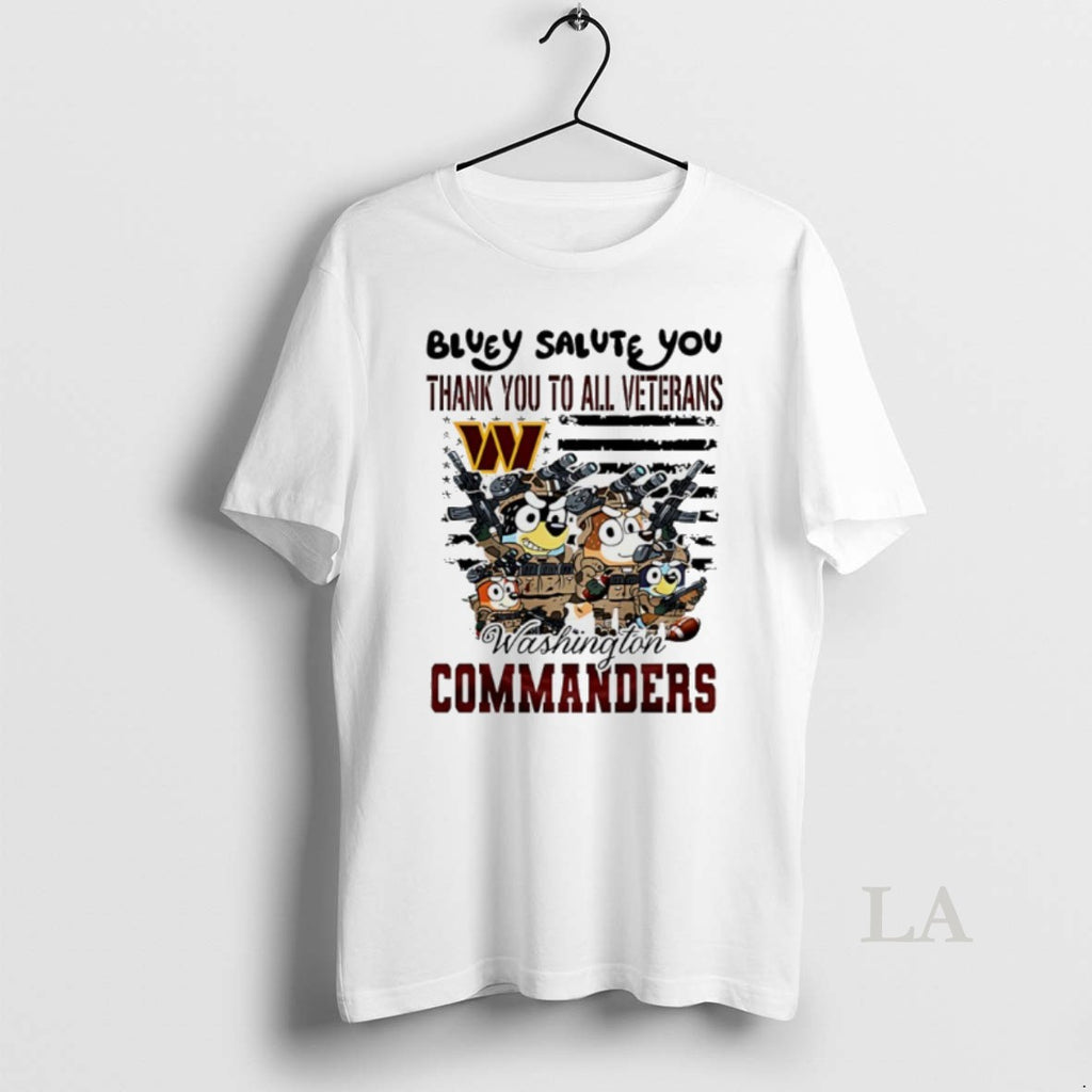 Original Washington Commanders Bluey Salute You Thank You To All Veterans Shirt Hoodie Sweatshirt | PurePodTees.com