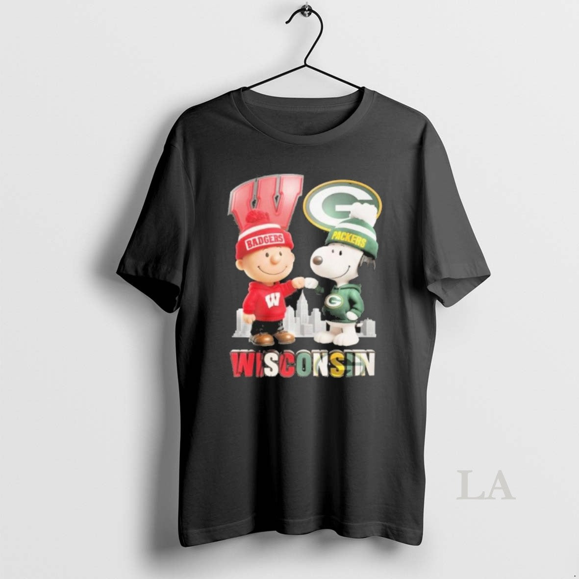 Original Wisconsin Green Bay Packers Vs Wisconsin Badgers The Peanuts Fist Bump Shirt Hoodie Sweatshirt | PurePodTees.com