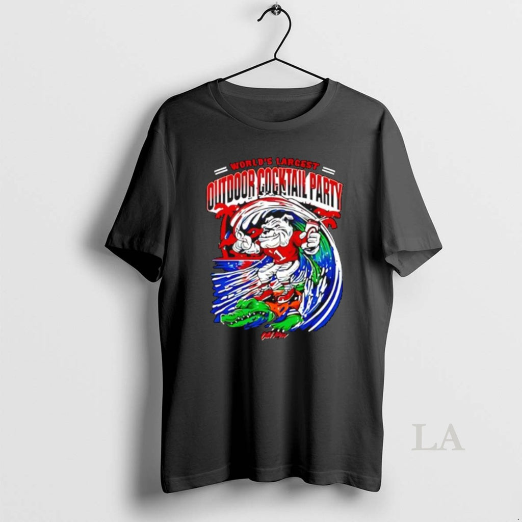 Original Worlds Largest Outdoor Cocktail Party Georgia Bulldogs And Florida Gators College Mascots Shirt Hoodie Sweatshirt