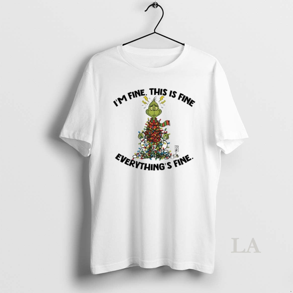 Original Xmas Grinch X Christmas Lights Im Fine This Is Fine Everythings Fine Shirt Hoodie Sweatshirt | PurePodTees.com
