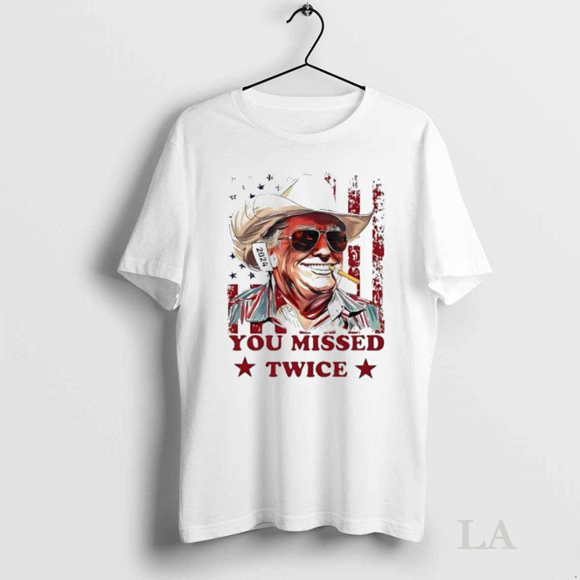 Original You Missed Twice Trump Cowboy 2025 President Shirt Hoodie Sweatshirt | PurePodTees.com