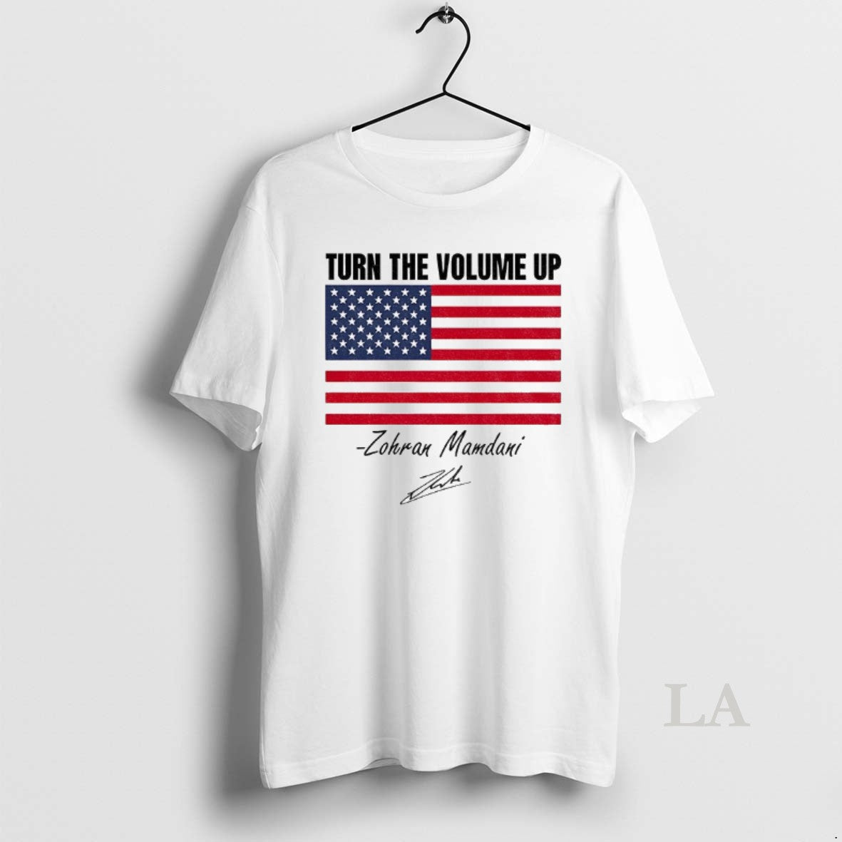 Original Zohran Mamdani Turn The Volume Up Nyc American Flag Signature Shirt Hoodie Sweatshirt | PurePodTees.com