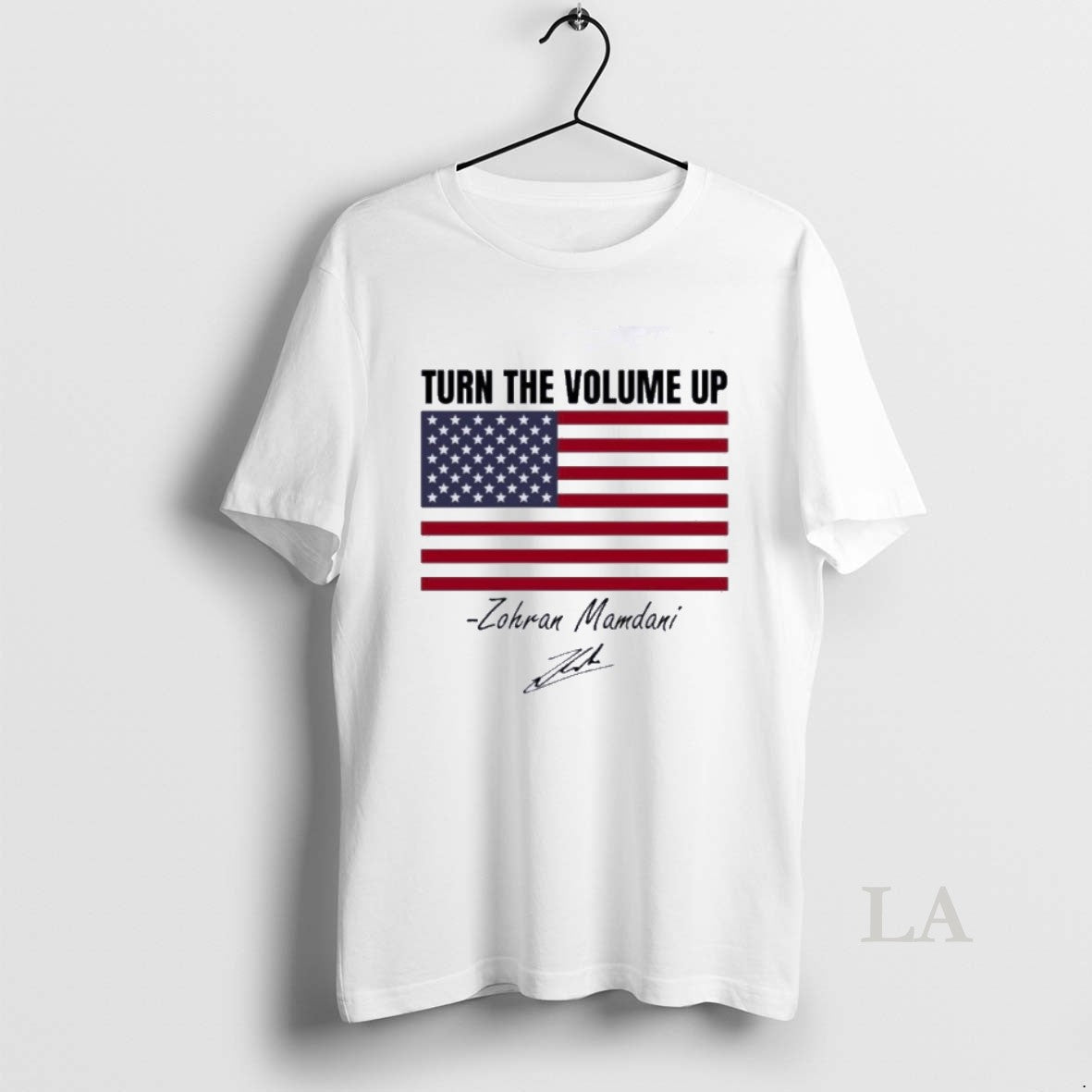Original Zohran Mamdani Turn The Volume Up Signature American Flag Shirt Hoodie Sweatshirt | PurePodTees.com