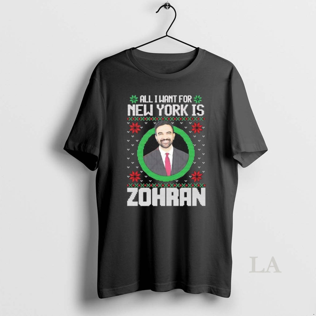 Original Zohran Mamdani All I Want For New York Is Zohran Christmas Ugly Shirt Hoodie Sweatshirt | PurePodTees.com