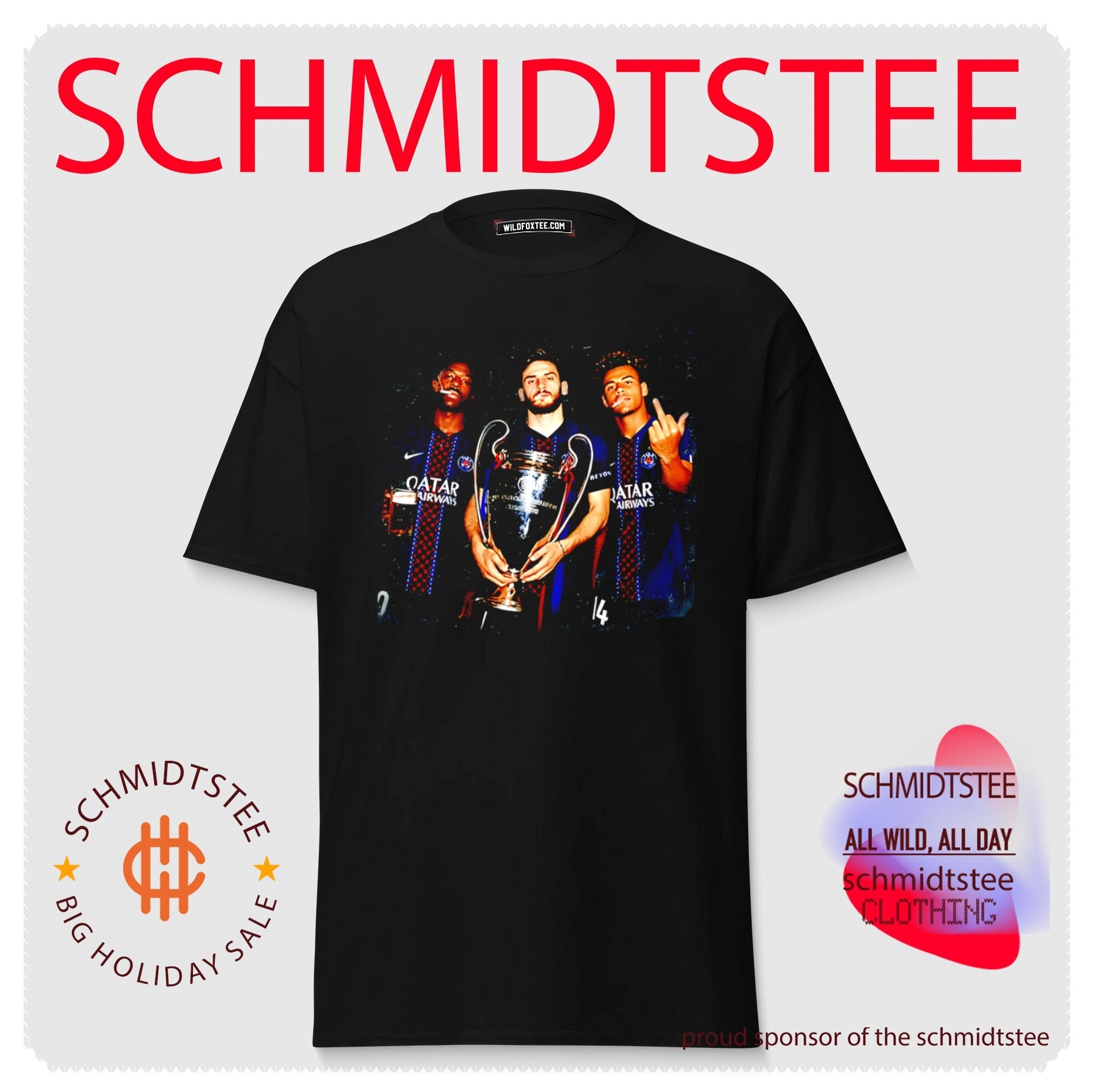 PSG Khvicha Kvaratskhelia and Ousmane Dembele and Desire Doue trophy shirt