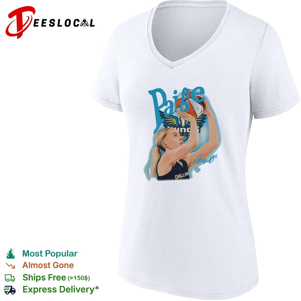 Paige Bueckers throwing ball Dallas Wings portrait shirt