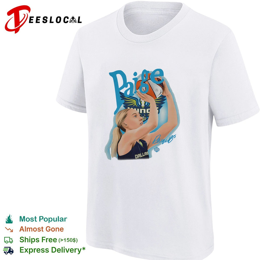 Paige Bueckers throwing ball Dallas Wings portrait shirt