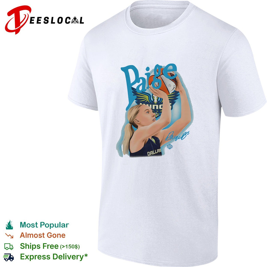 Paige Bueckers throwing ball Dallas Wings portrait shirt