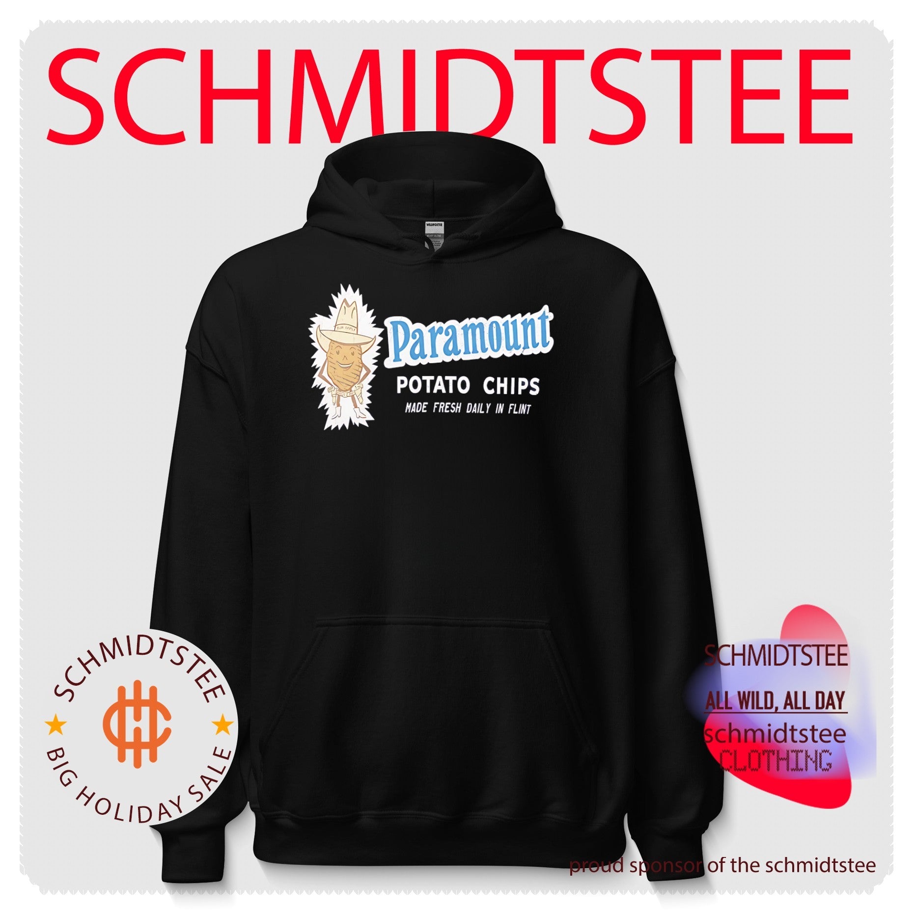 Paramount potato chips made fresh daily in Flint shirt