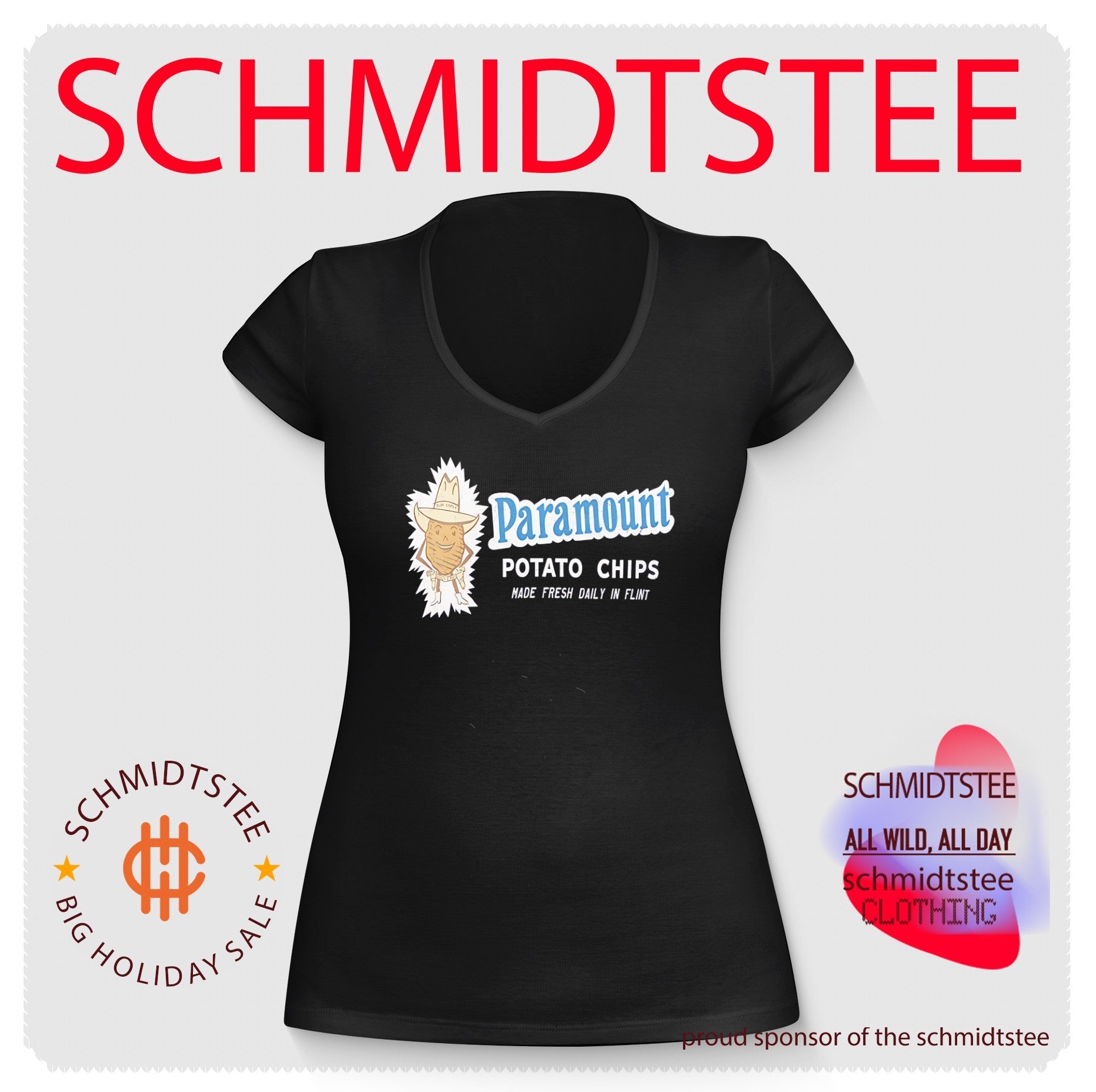Paramount potato chips made fresh daily in Flint shirt