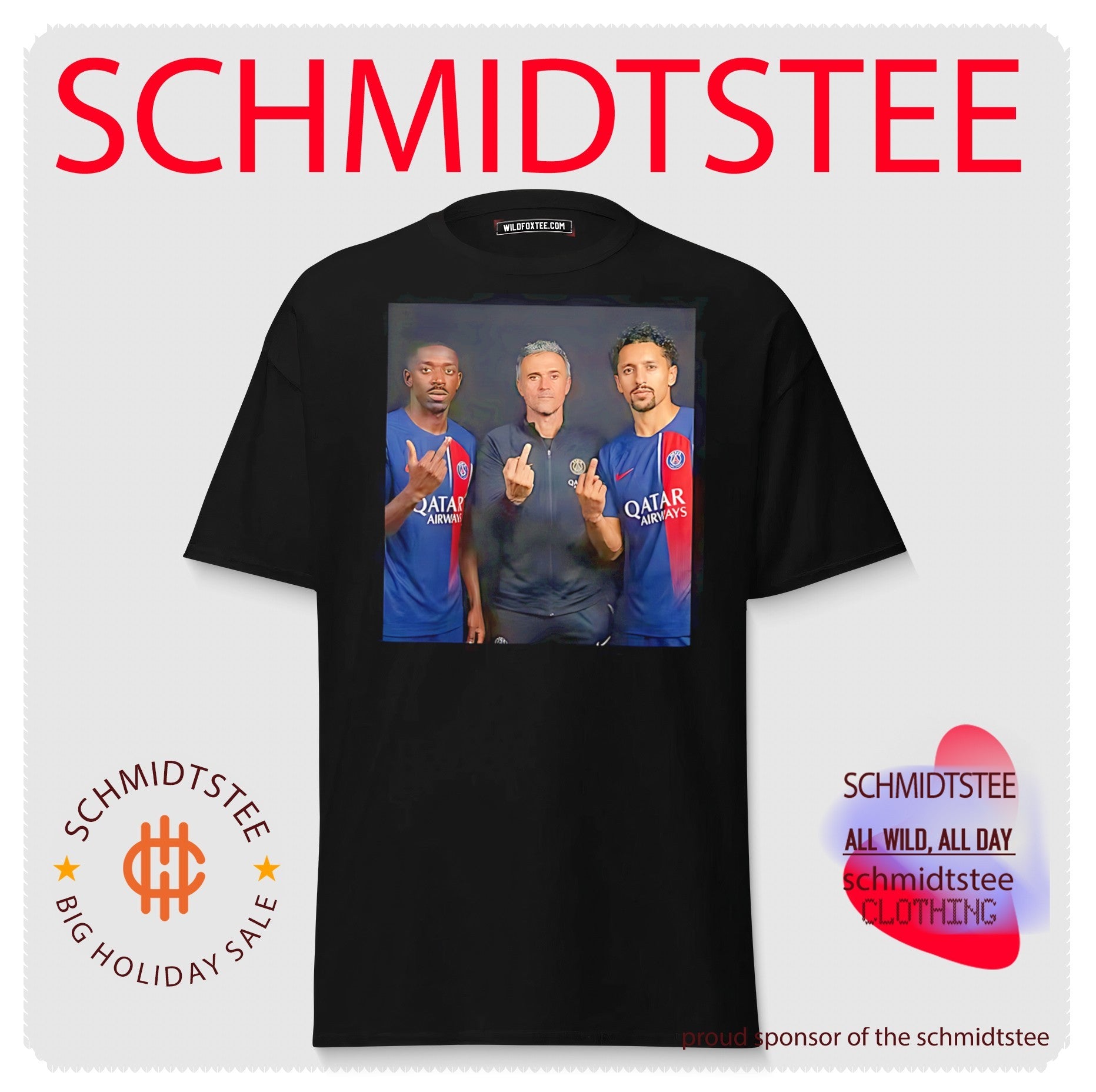 Paris Saint-Germain Ousmane Dembele and Luis Enrique and Marquinhos middle finger shirt