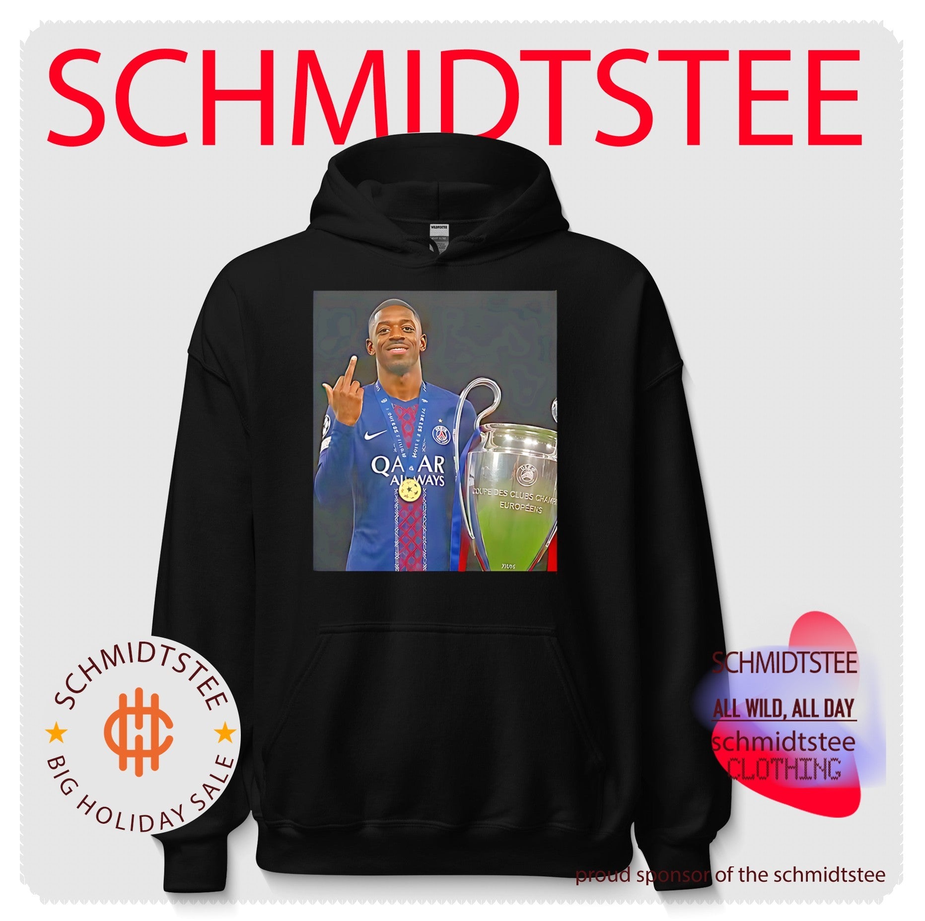 Paris Saint-Germain Ousmane Dembele middle finger trophy shirt