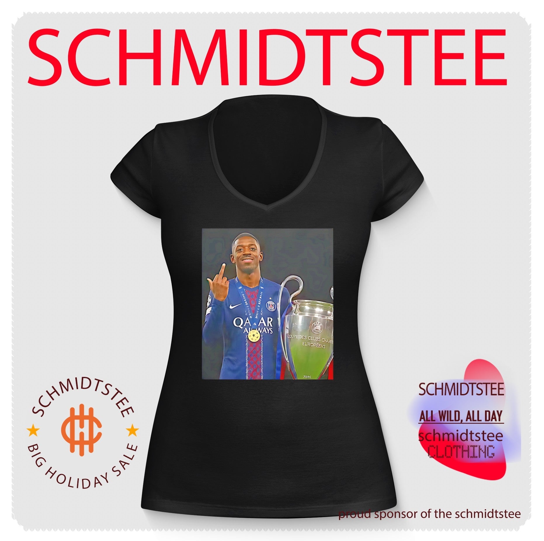 Paris Saint-Germain Ousmane Dembele middle finger trophy shirt