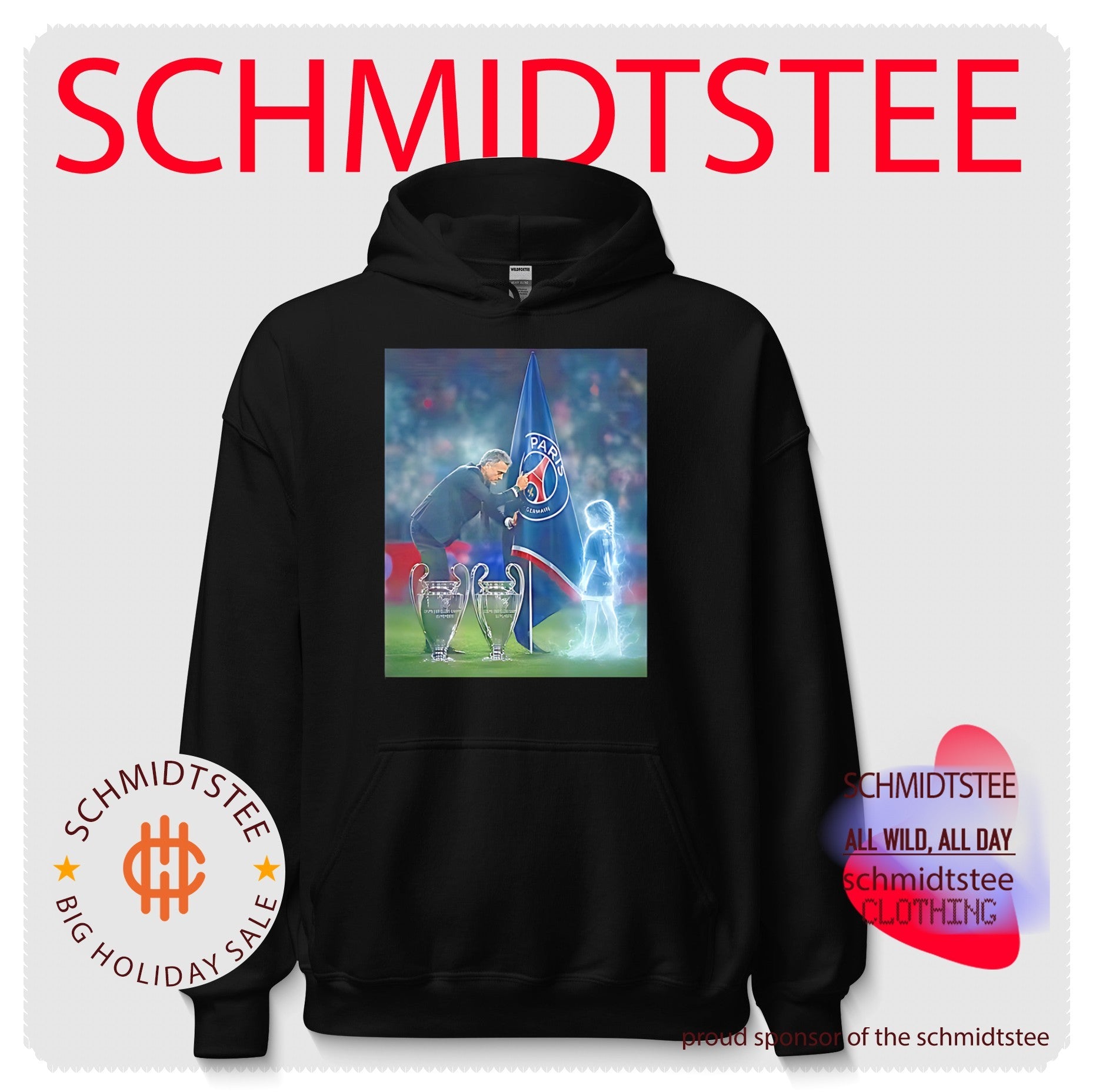 Paris Saint-germain Luis Enrique with trophies illustration shirt.