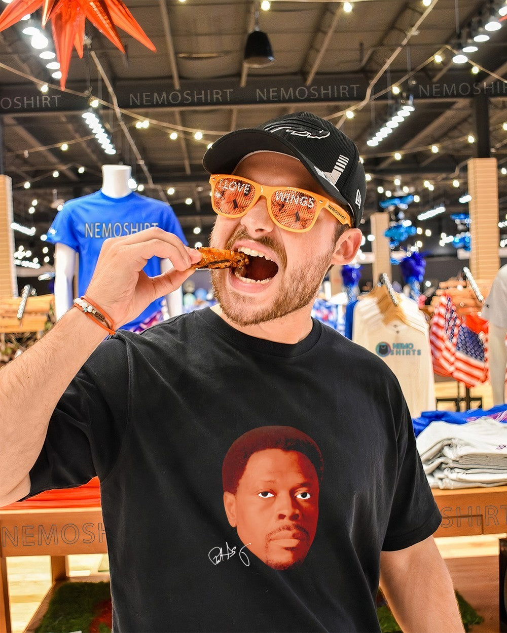 Patrick Ewing head face signature shirt