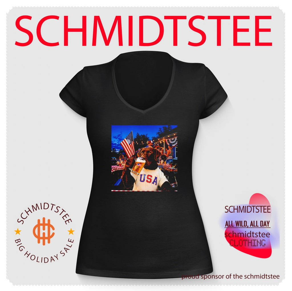 Patriotic Chocolate Lab Drinking Beer 4th Of July Dog Shirt