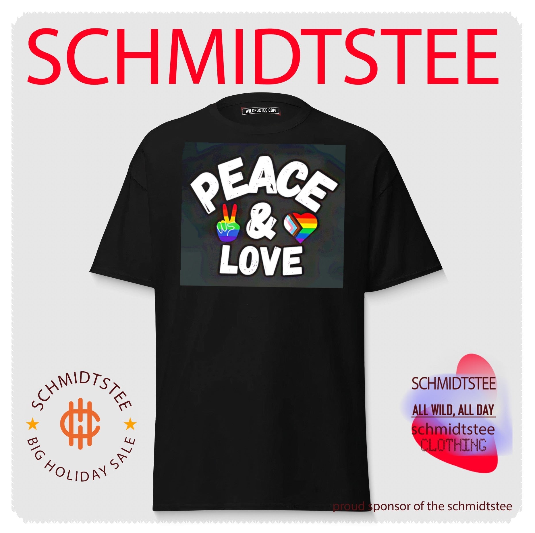 Peace and love with pride V sign hand and heart shirt