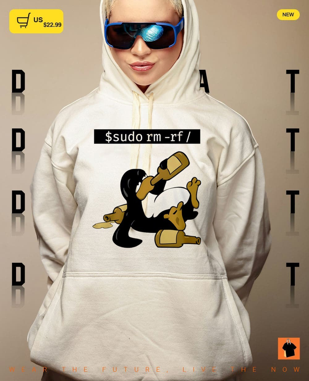 Penguin drunk Funny Linux Tux sudo rm rf shirt