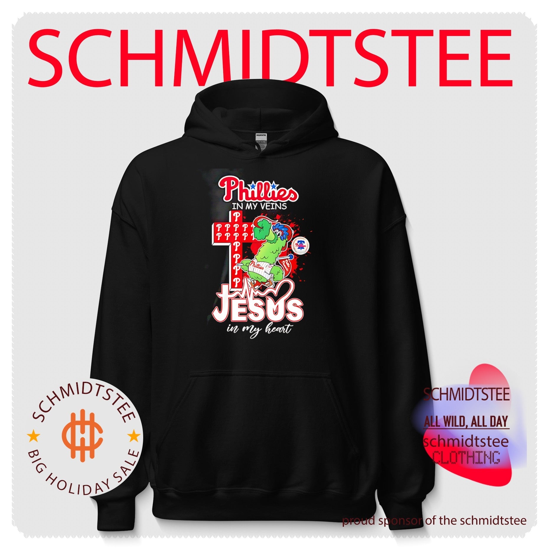 Philadelphia Phillies Jesus in my heart Phillie Phanatic mascot cross shirt