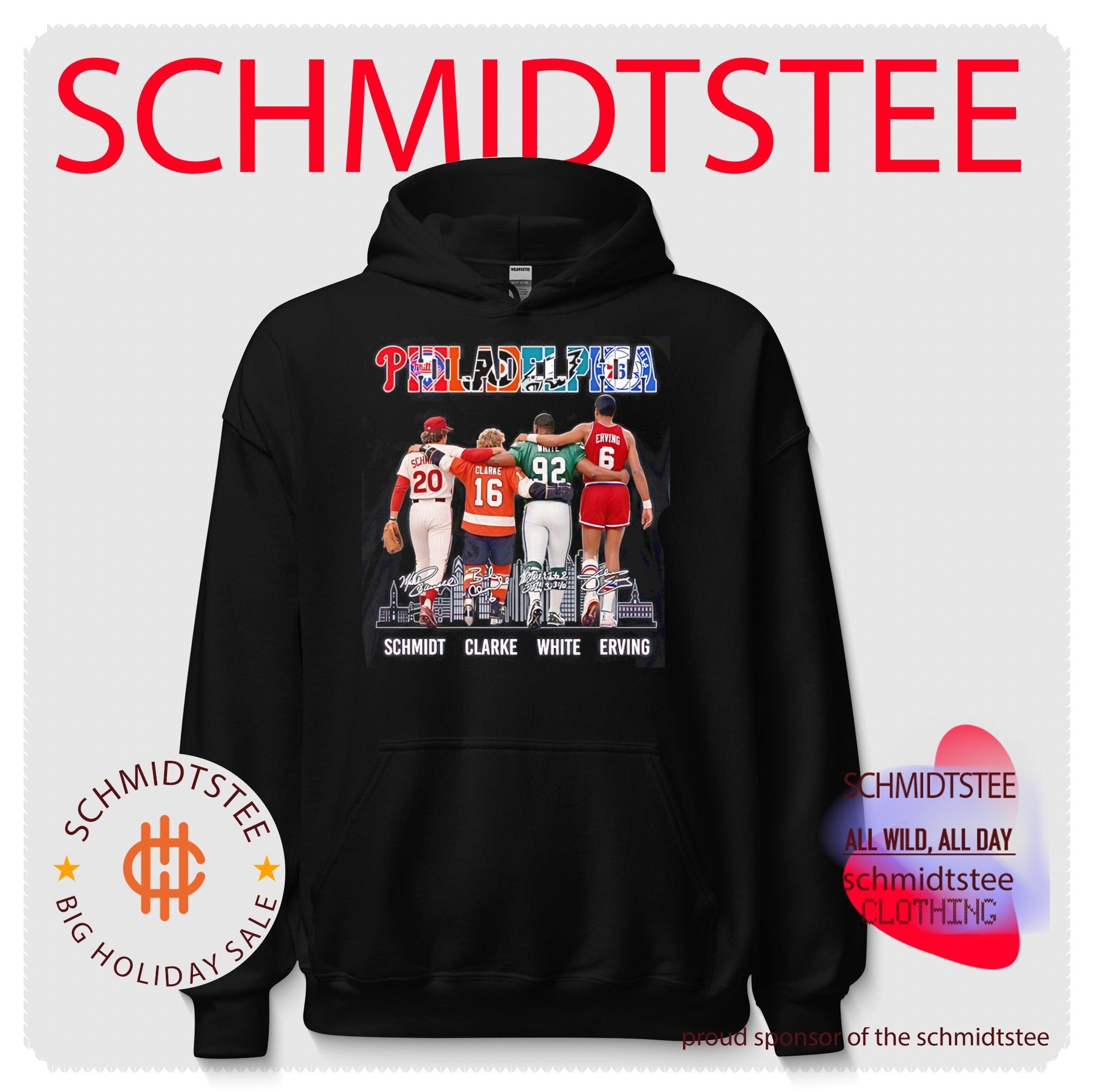 Philadelphia Schmidt Clarke White Erving skyline signature shirt