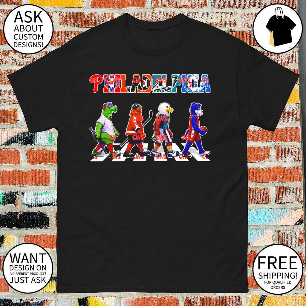 Philadelphia Sports Mascots Abbey Road Crossing shirt