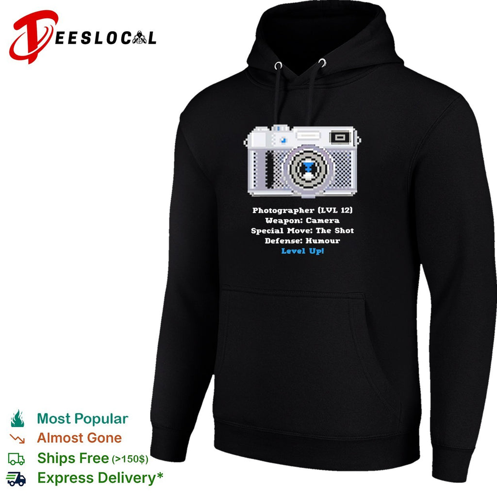 Photographer lvl 12 weapon camera special move the shot defense humour level up shirt