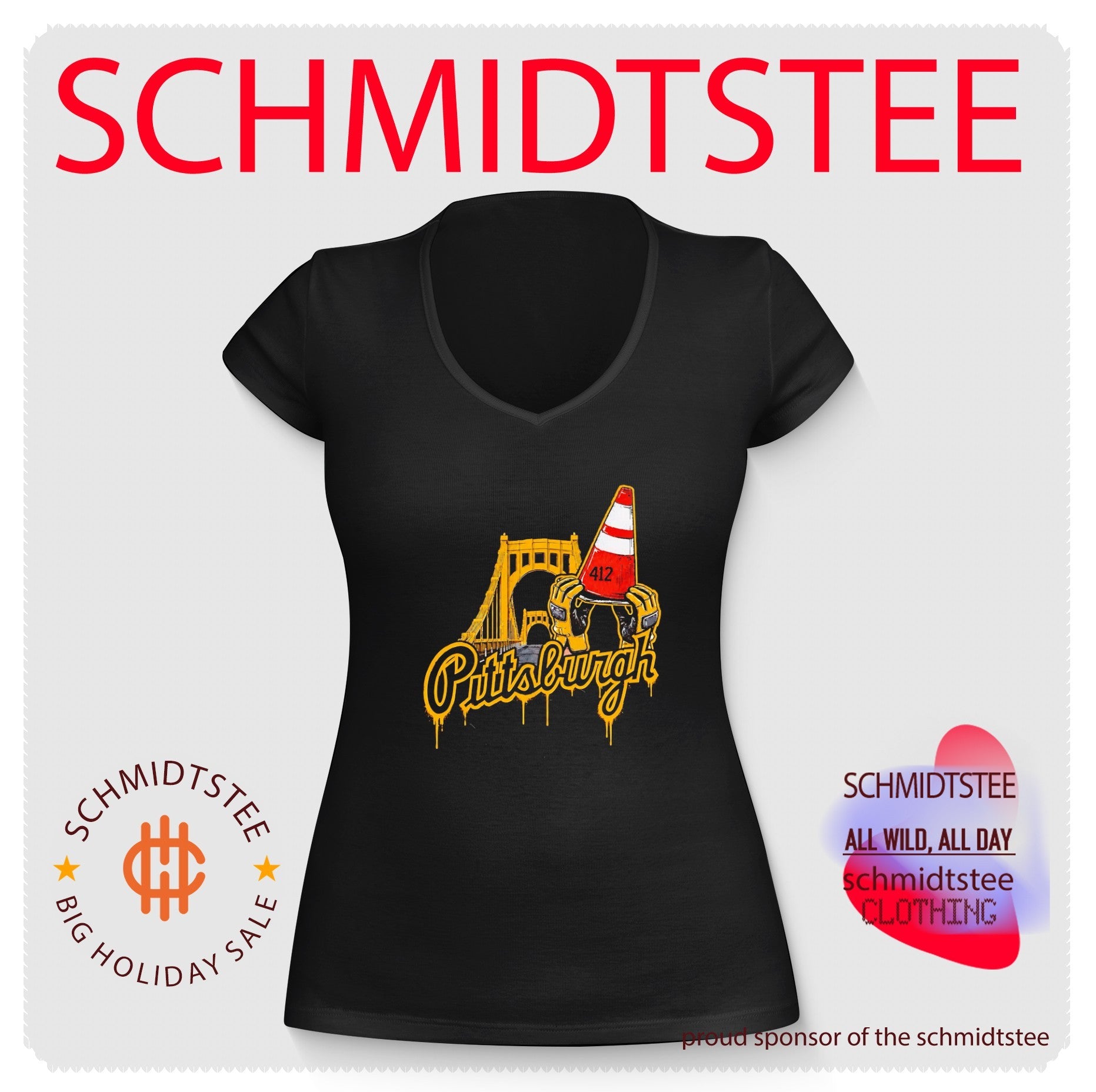 Pittsburgh 412 Construction Cone and Bridge shirt