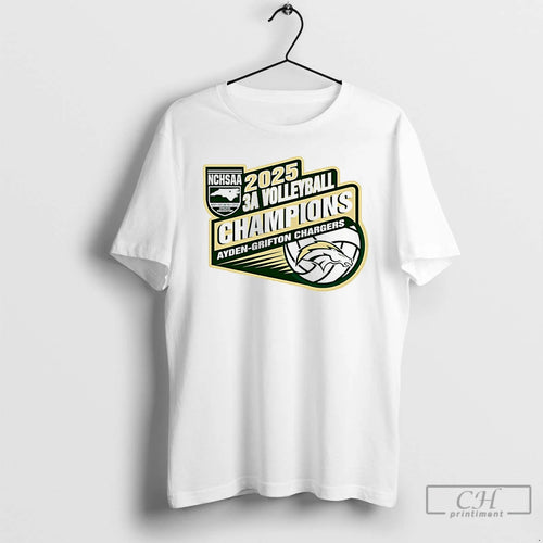 Premium 2025 Ayden Grifton Chargers Nchsaa 3a Volleyball Champions T Shirts Hoodie Sweatshirt | PurePodTees.com