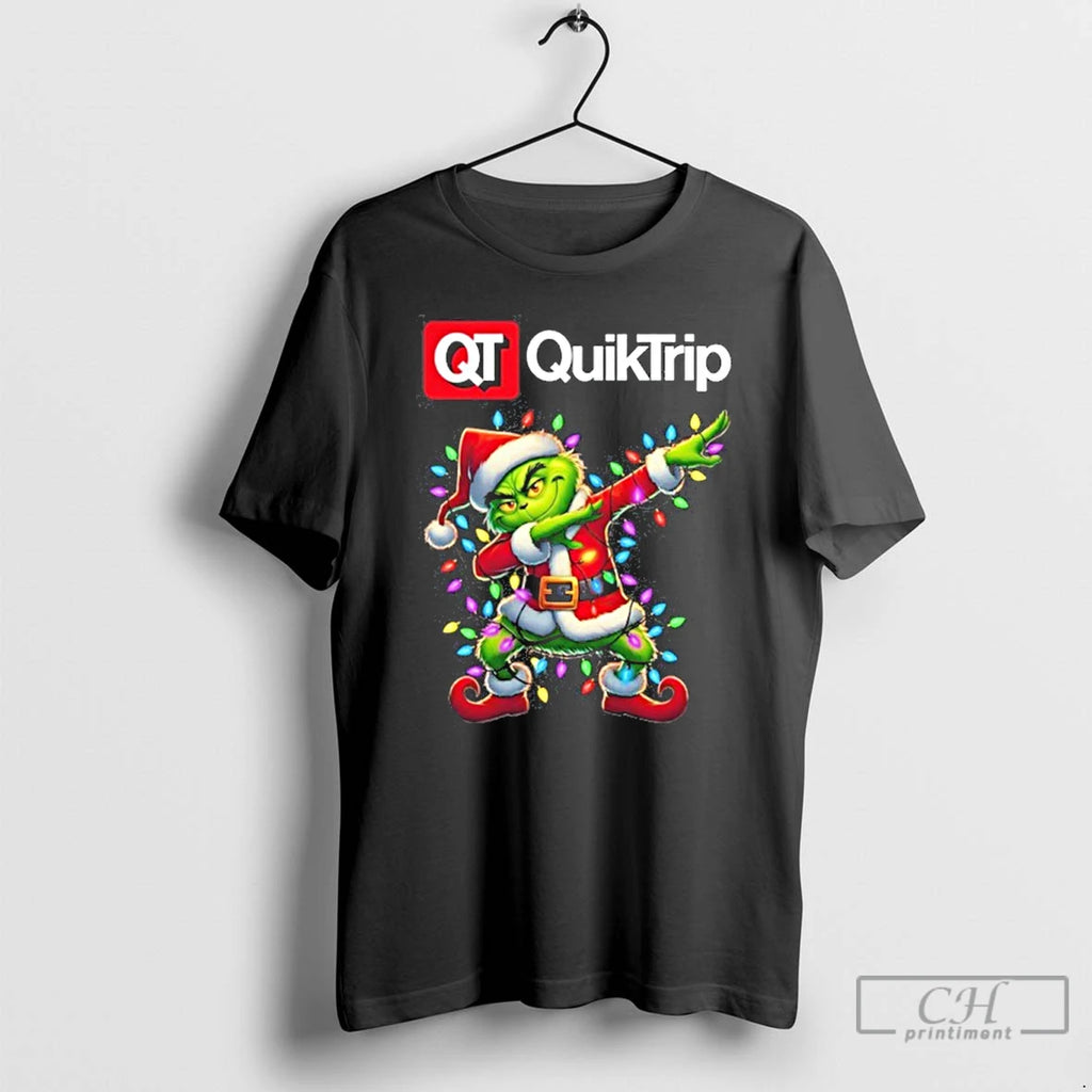 Premium 2025 Quiktrip X Santa Grinch Dabbing Light Shirt Hoodie Sweatshirt | PurePodTees.com