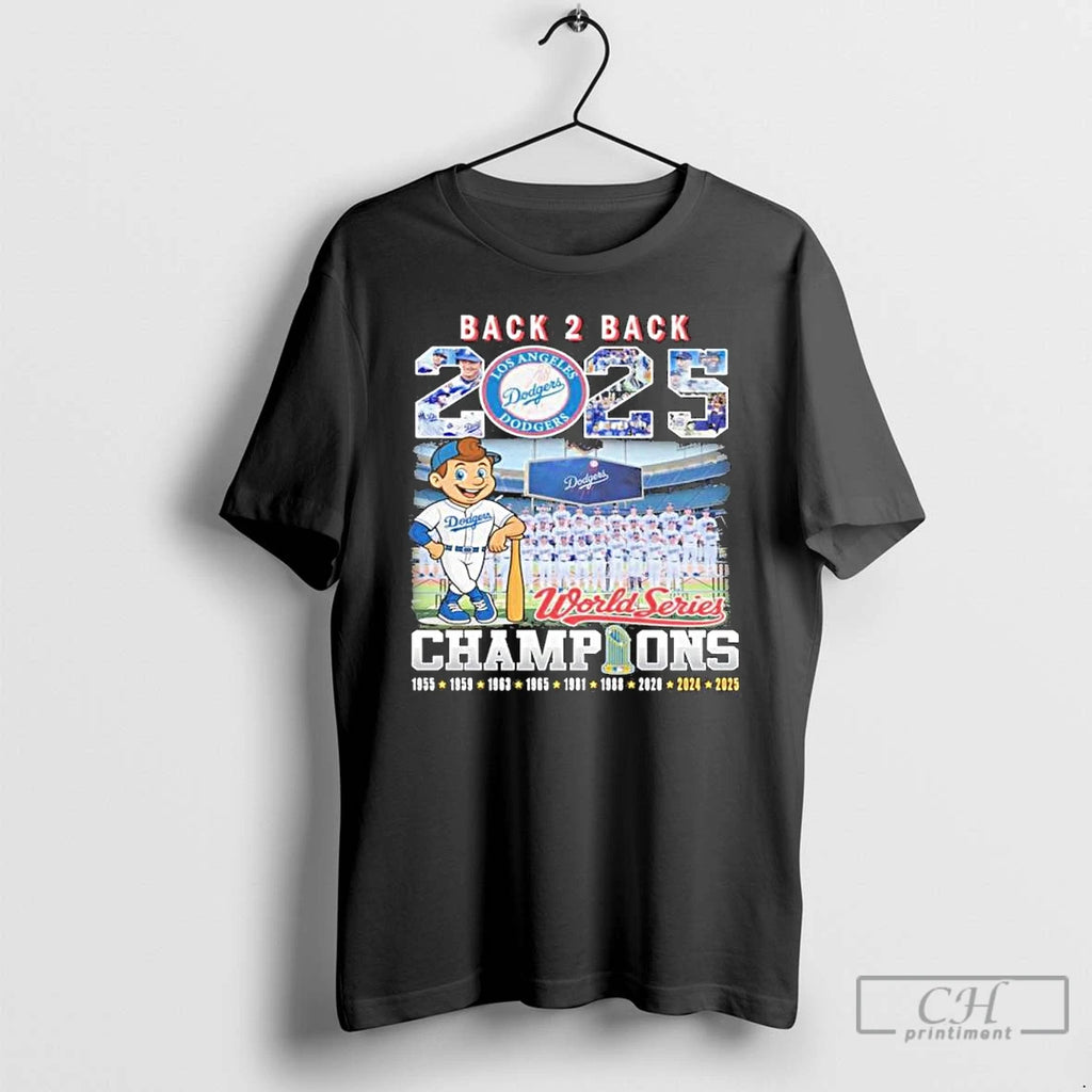 Premium 2025 World Series Back 2 Back Champions Los Angeles Dodgers T Shirts Hoodie Sweatshirt | PurePodTees.com