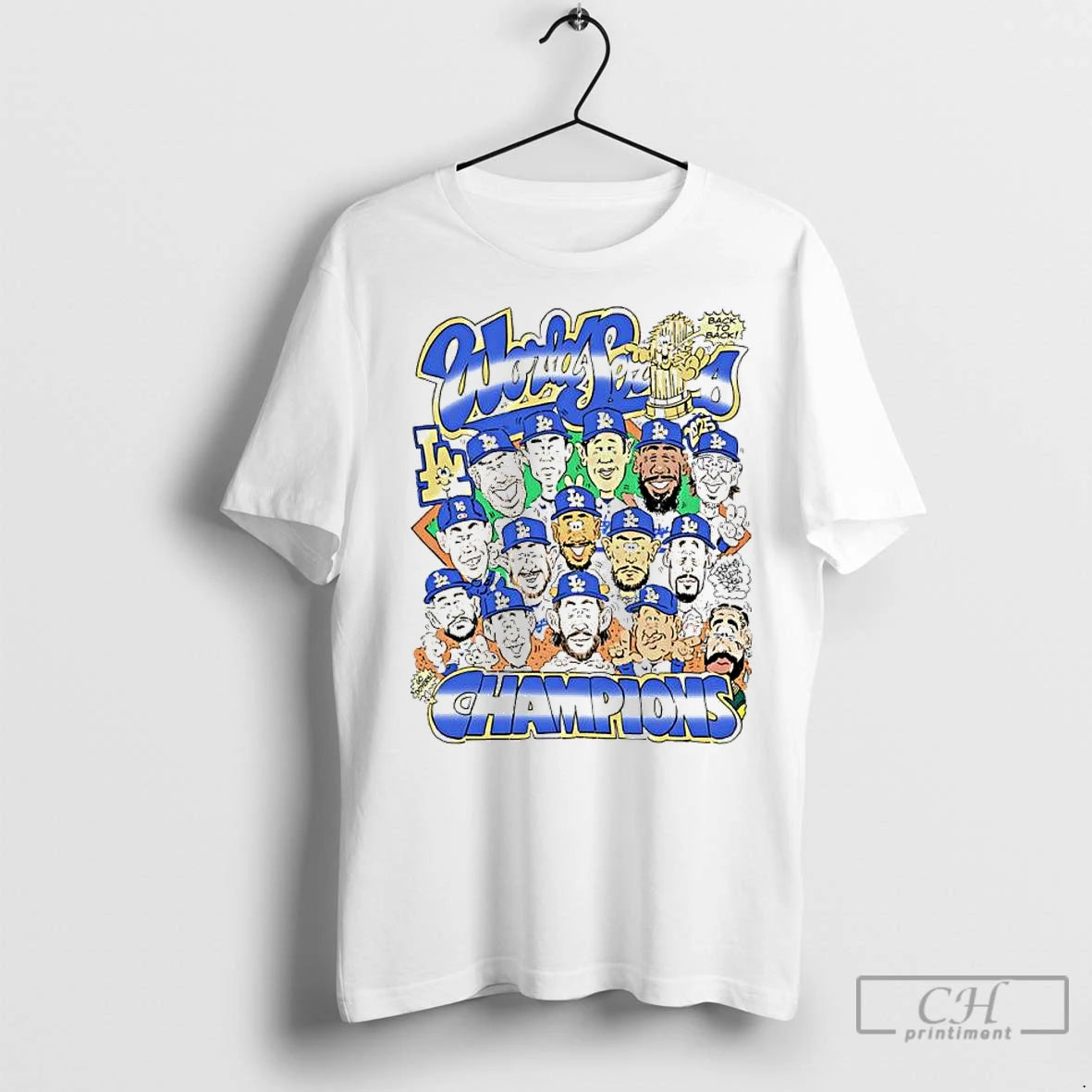Premium 2025 World Series Champions Los Angeles Dodgers Back To Back Caricature Shirt Hoodie Sweatshirt | PurePodTees.com
