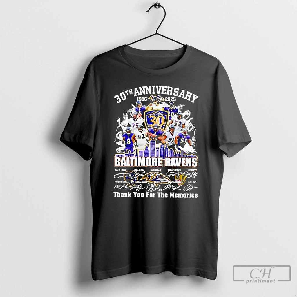 Premium 30th Anniversary 1996 2025 Baltimore Ravens Team Players T Shirts Hoodie Sweatshirt | PurePodTees.com