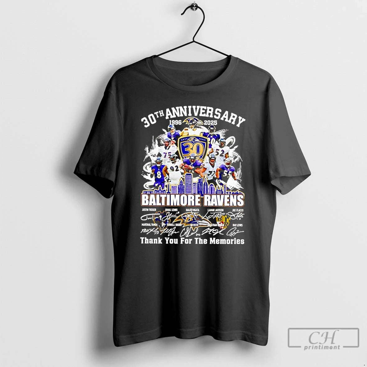 Premium 30th Anniversary 1996 2025 Baltimore Ravens Team Players T Shirts Hoodie Sweatshirt | PurePodTees.com