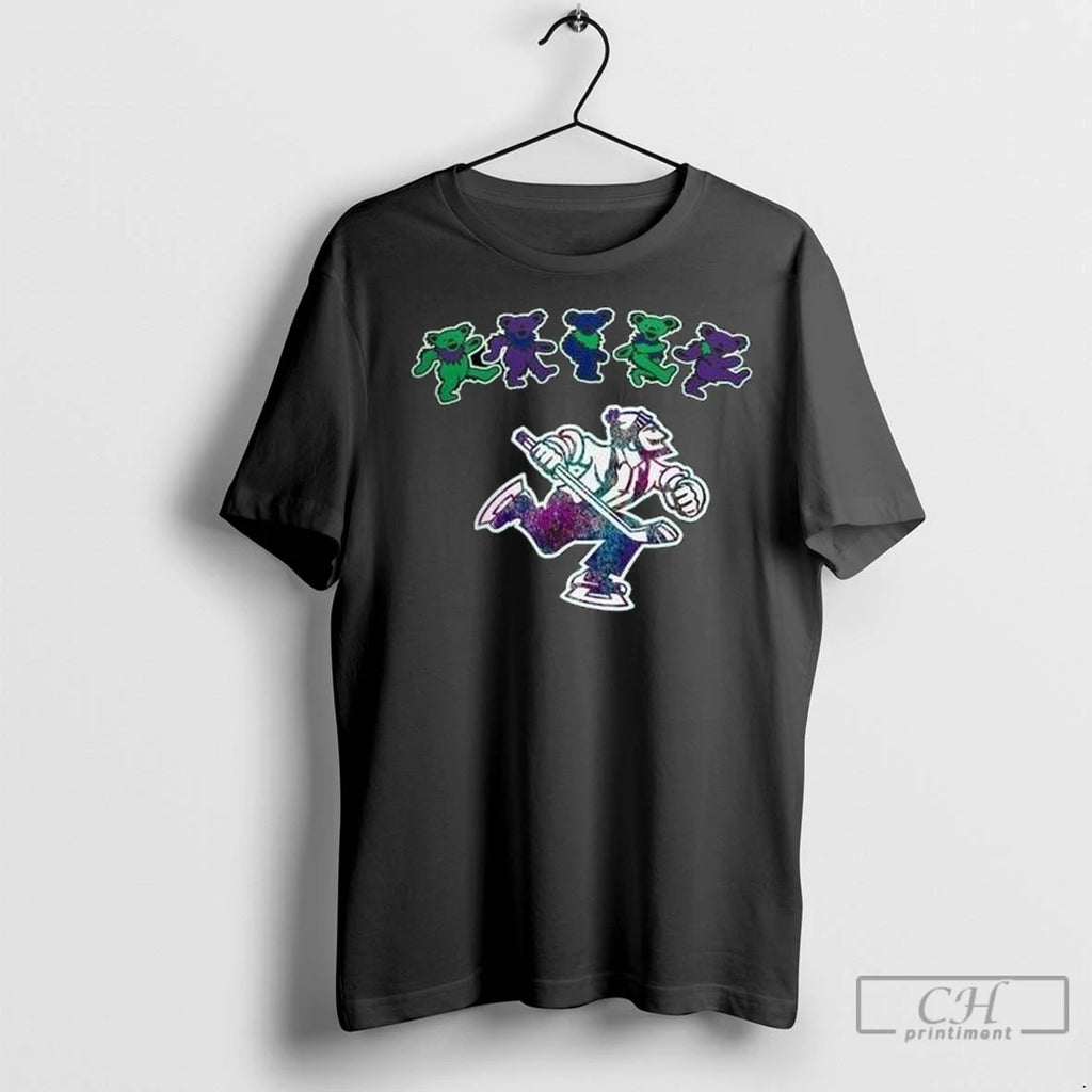 Premium Abbotsford Canucks X Grateful Dead 60 Years 2025 Hockey Circle Black Shirt Hoodie Sweatshirt | PurePodTees.com
