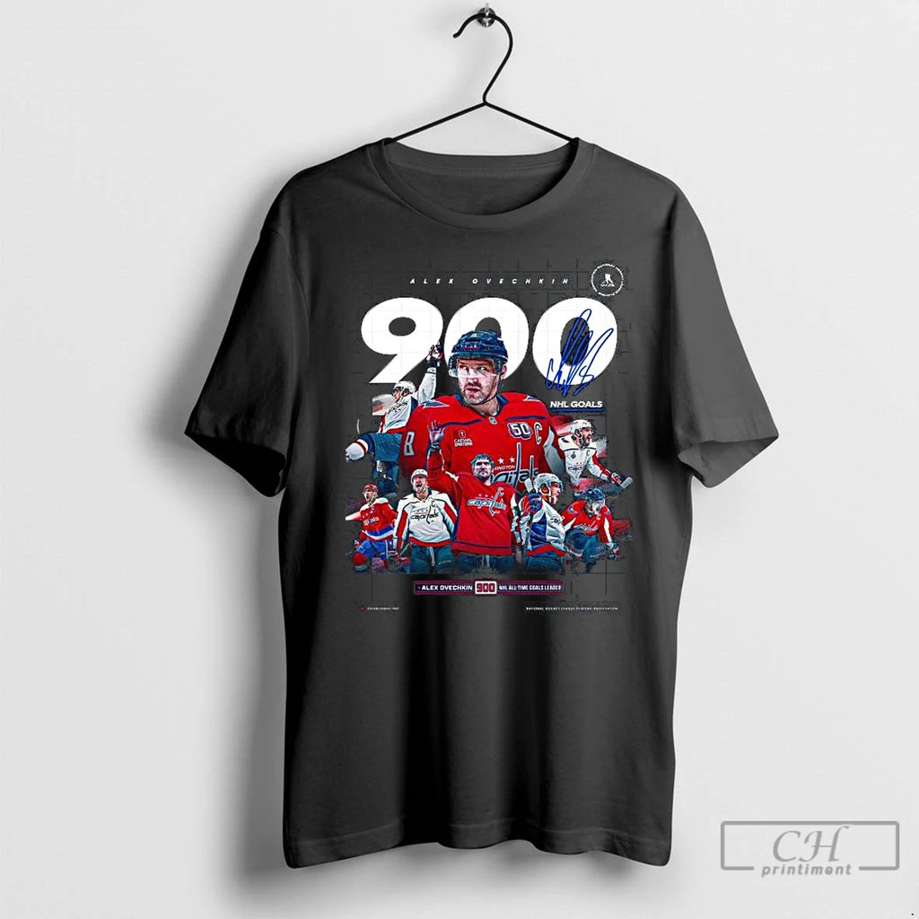 Premium Alex Ovechkin Washington Capitals 900 Goals Nhl All Time Goals Leader Signature Long Sleve Shirt Hoodie Sweatshirt