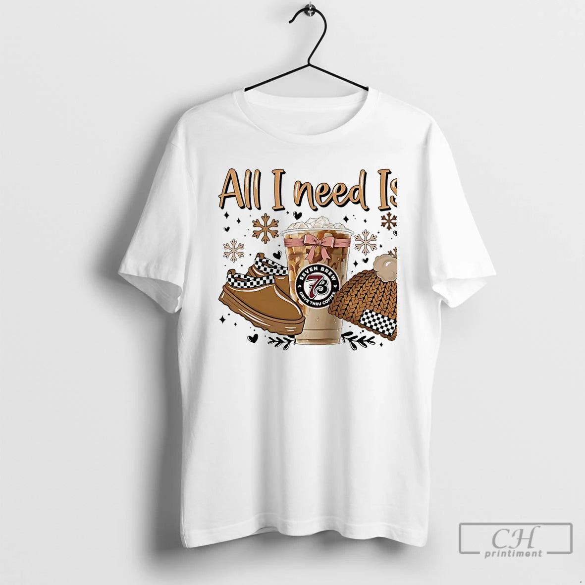 Premium All I Need Is 7 Brew Coffee Shoe And Wool Hat Christmas T Shirts Hoodie Sweatshirt | PurePodTees.com