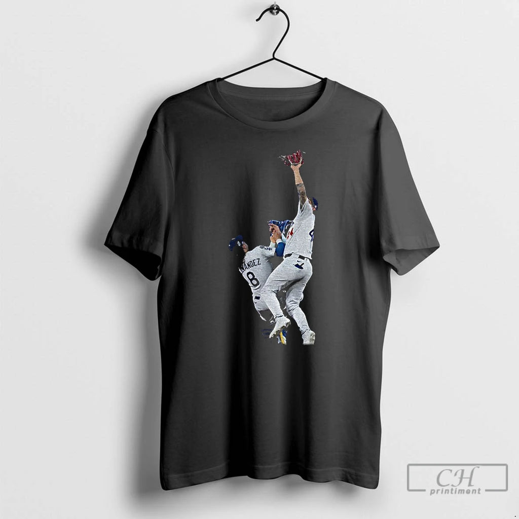 Premium Andy Pages Kike Hernandez Outfield Catch Game 7 Los Angeles Dodgers Washed World Series Shirt Hoodie Sweatshirt