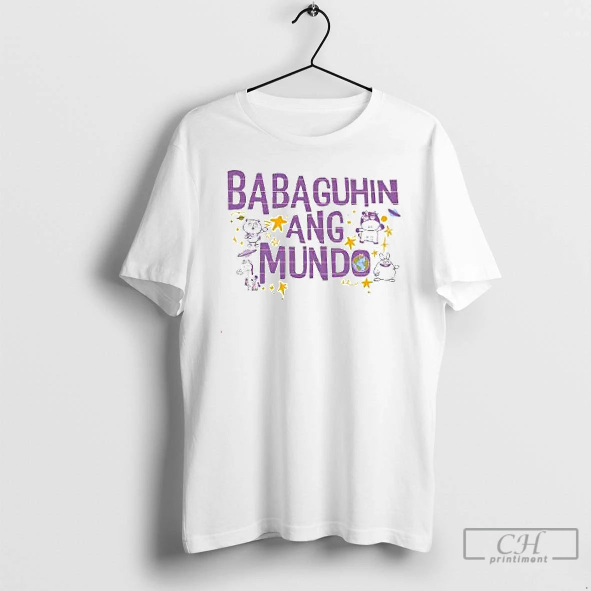 Premium Babaguhin Ang Mundo Cute Purple Text T Shirts Hoodie Sweatshirt | PurePodTees.com