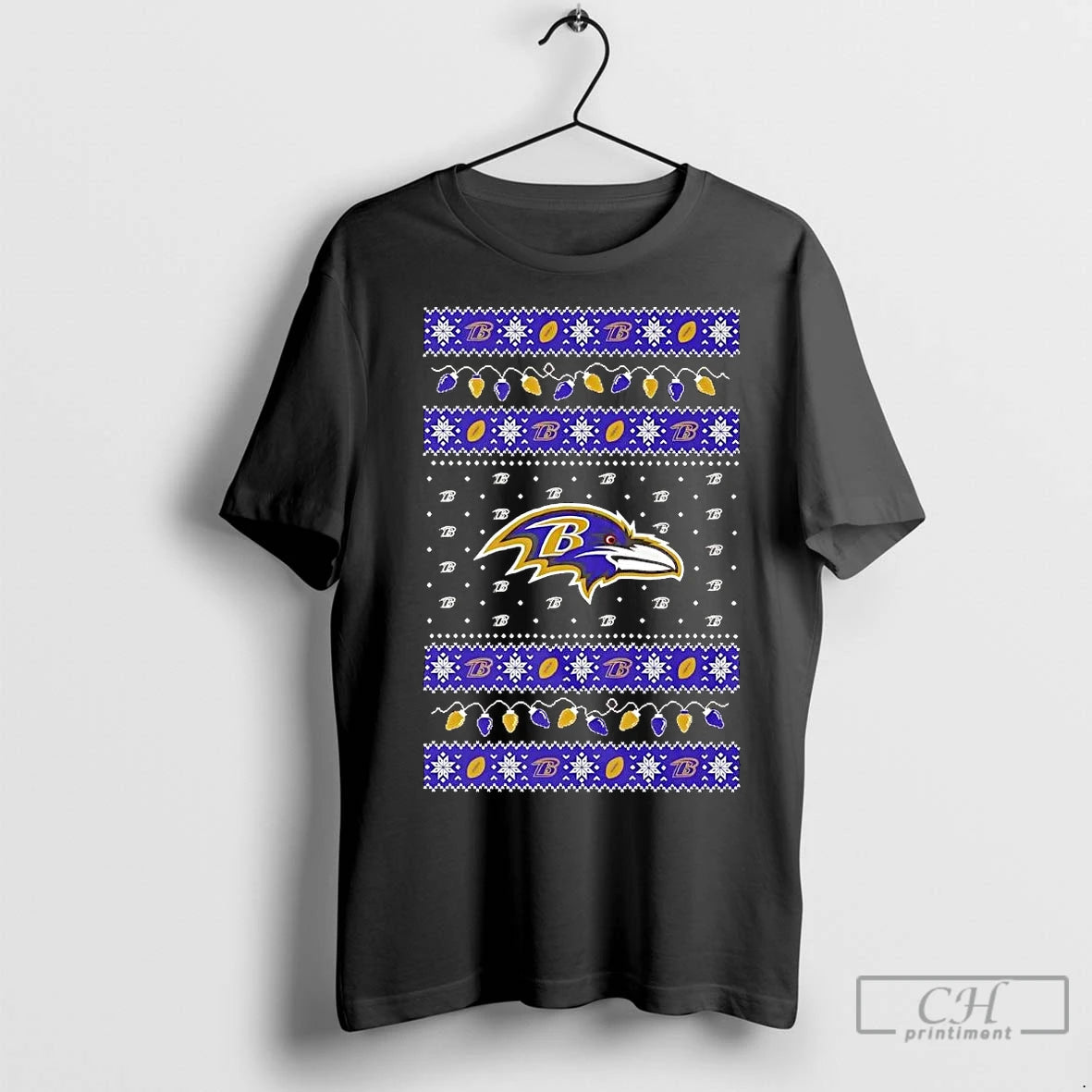 Premium Baltimore Ravens Ugly Christmas Light Shirt Hoodie Sweatshirt | PurePodTees.com