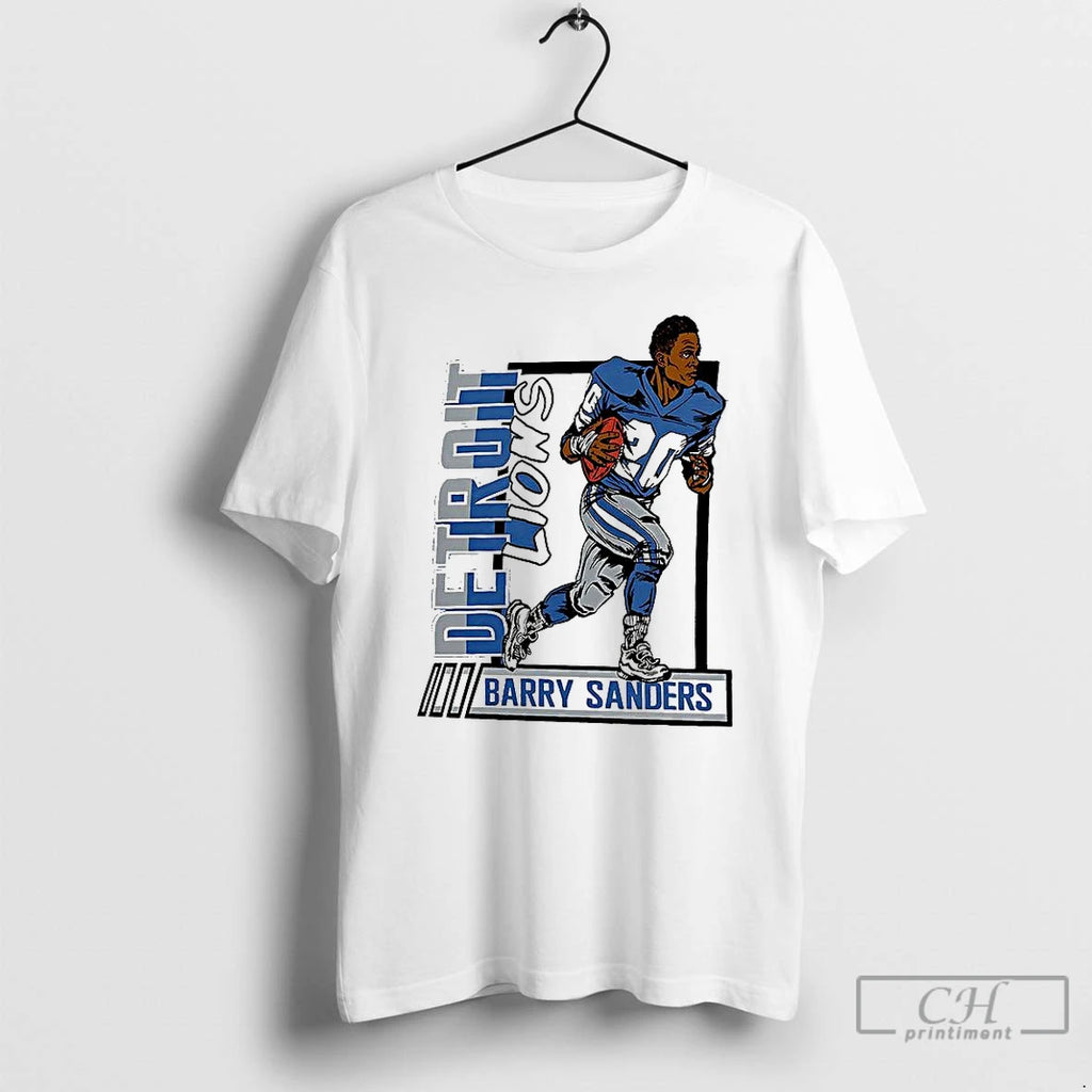 Premium Barry Sanders Blue Detroit Lions Football Caricature Retired Player T Shirts Hoodie Sweatshirt | PurePodTees.com