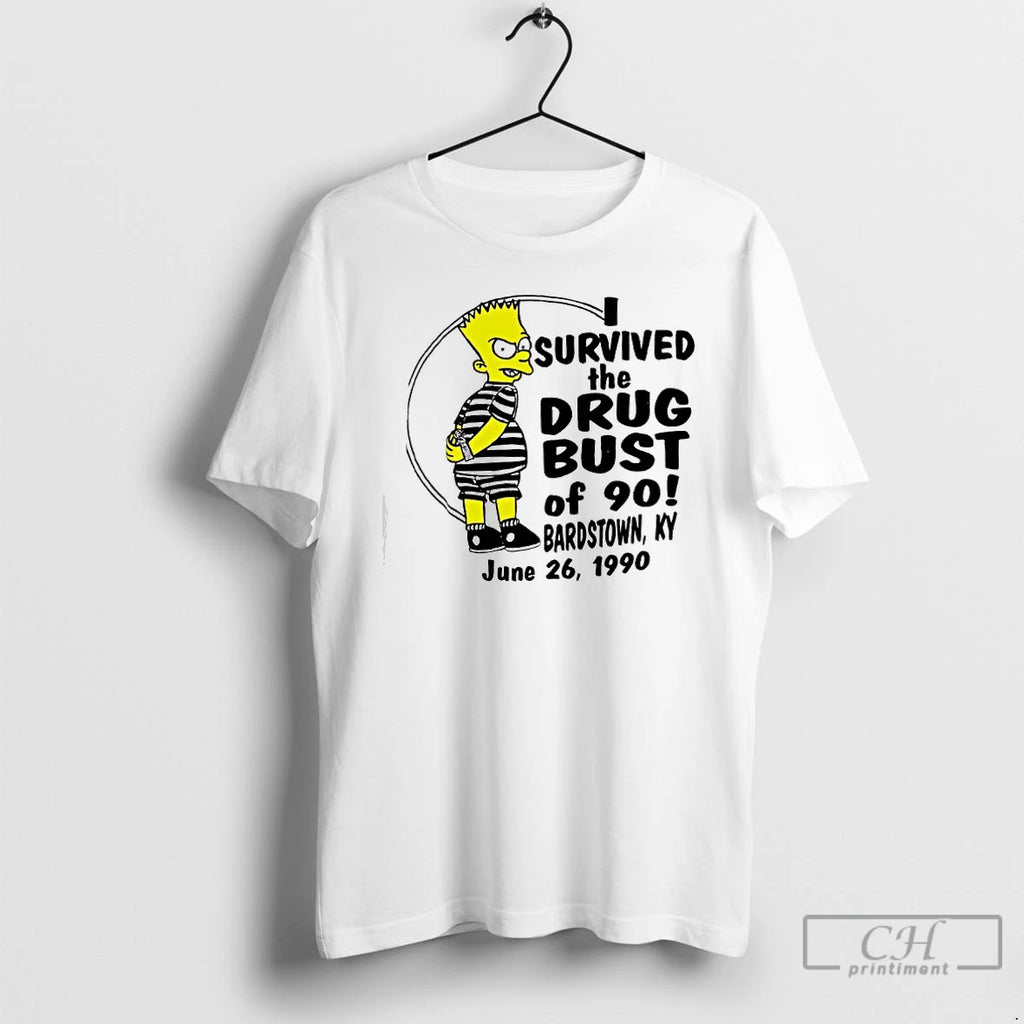 Premium Bart Simpson I Survived The Drug Bust Of 90 Bardstown Ky June 26 1990 Shirt Hoodie Sweatshirt | PurePodTees.com