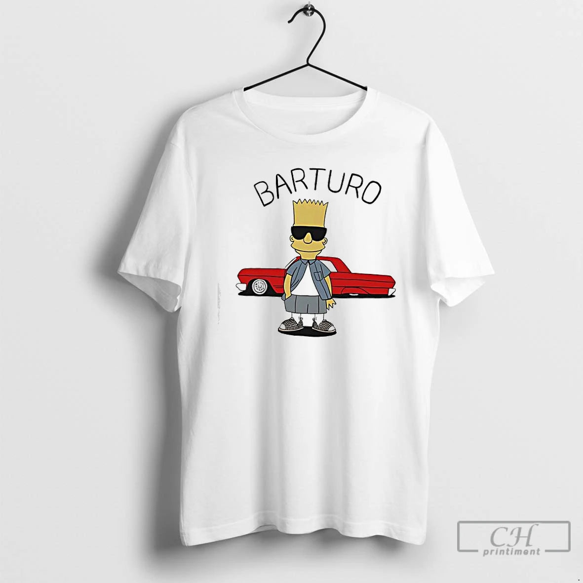 Premium Barturo Bart Simpson Red Car T Shirts Hoodie Sweatshirt | PurePodTees.com
