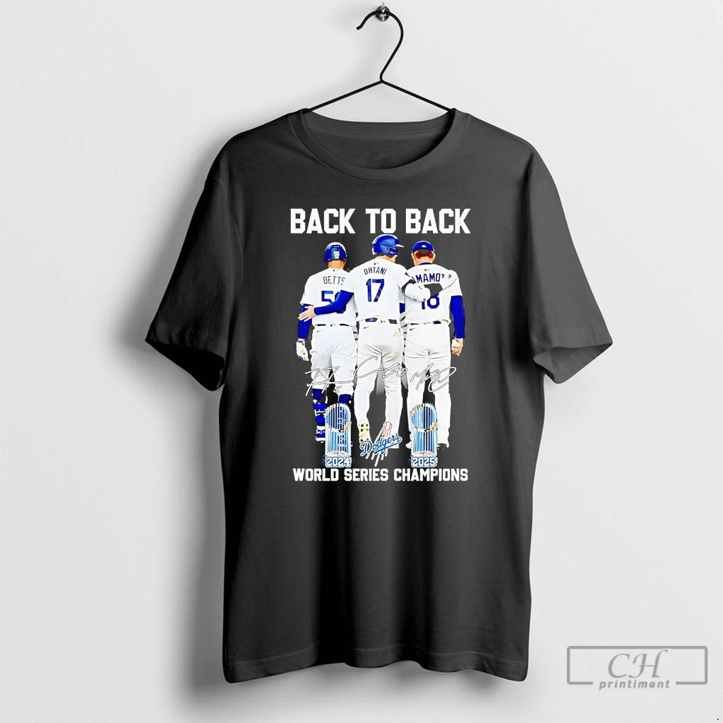 Premium Betts Ohtani Yamamoto Back To Back 2025 World Series Champions T Shirts Hoodie Sweatshirt | PurePodTees.com