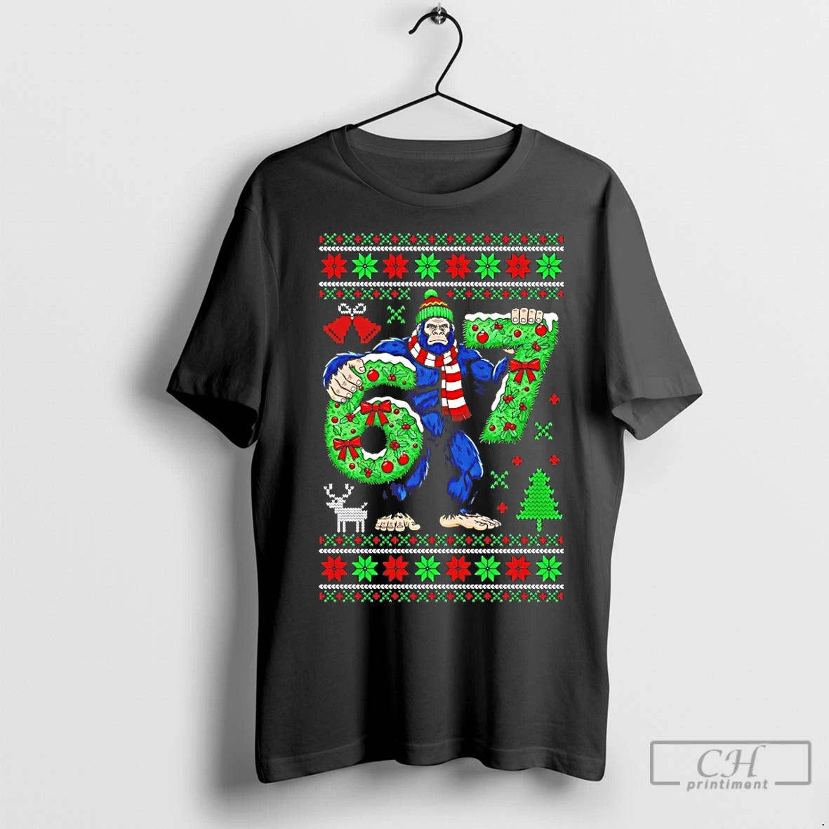Premium Bigfoot Santa 67 Christmas Shirt Hoodie Sweatshirt | PurePodTees.com