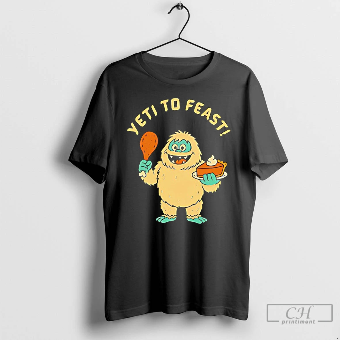 Premium Bigfoot Turkey And Pumpkin Pie Yeti To Feast Shirt Hoodie Sweatshirt | PurePodTees.com