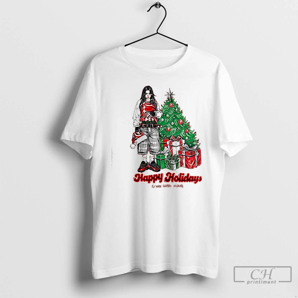 Premium Billie Eilish Happy Holidays From Billie Eilish Christmas Tree Shirt Hoodie Sweatshirt | PurePodTees.com