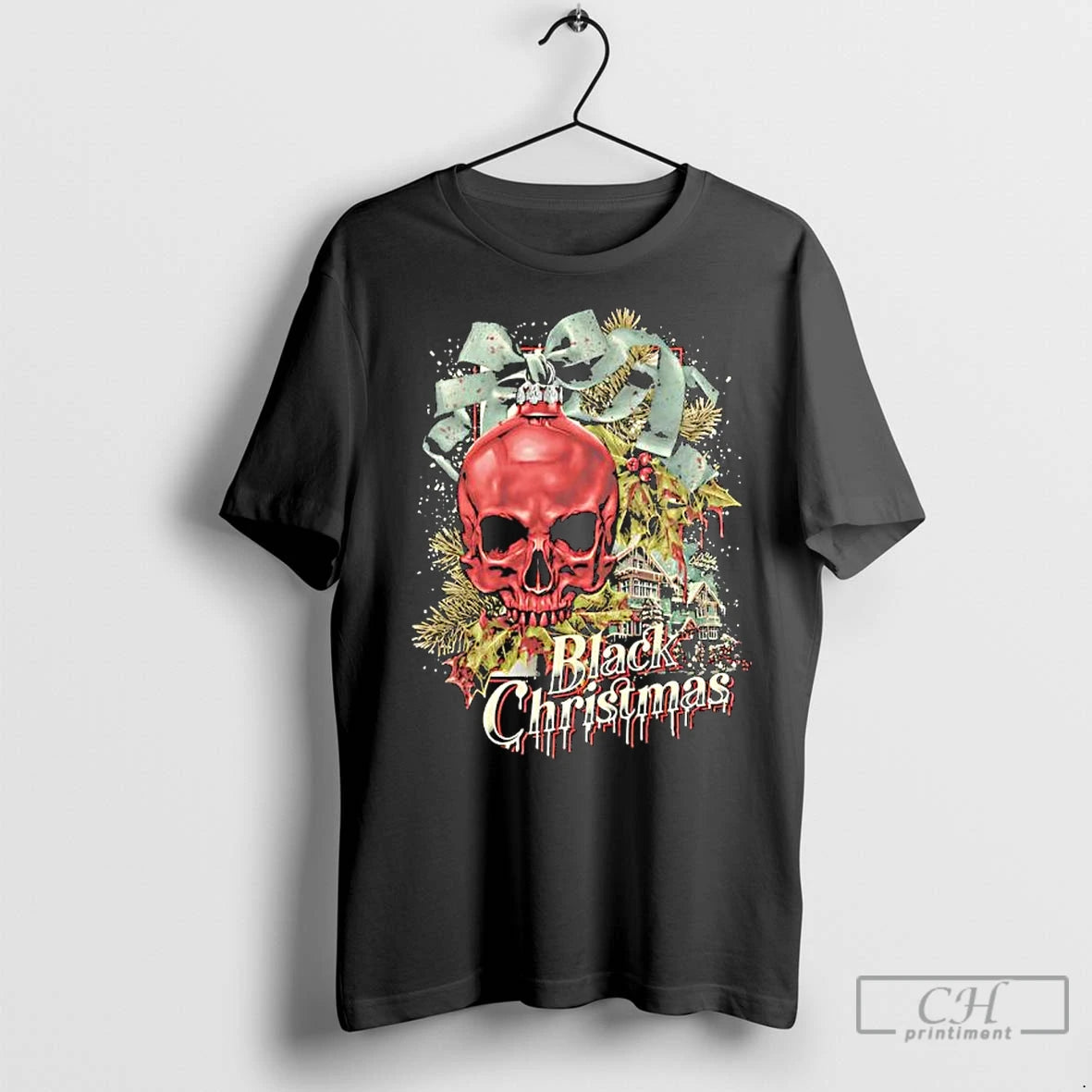 Premium Black Chrismas Seasons Greetings Skull Shirt Hoodie Sweatshirt | PurePodTees.com